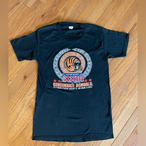 Vintage Cincinnati Bengals Super Bowl XXIII Graphic Tee 1988 1989 Black T Shirt
